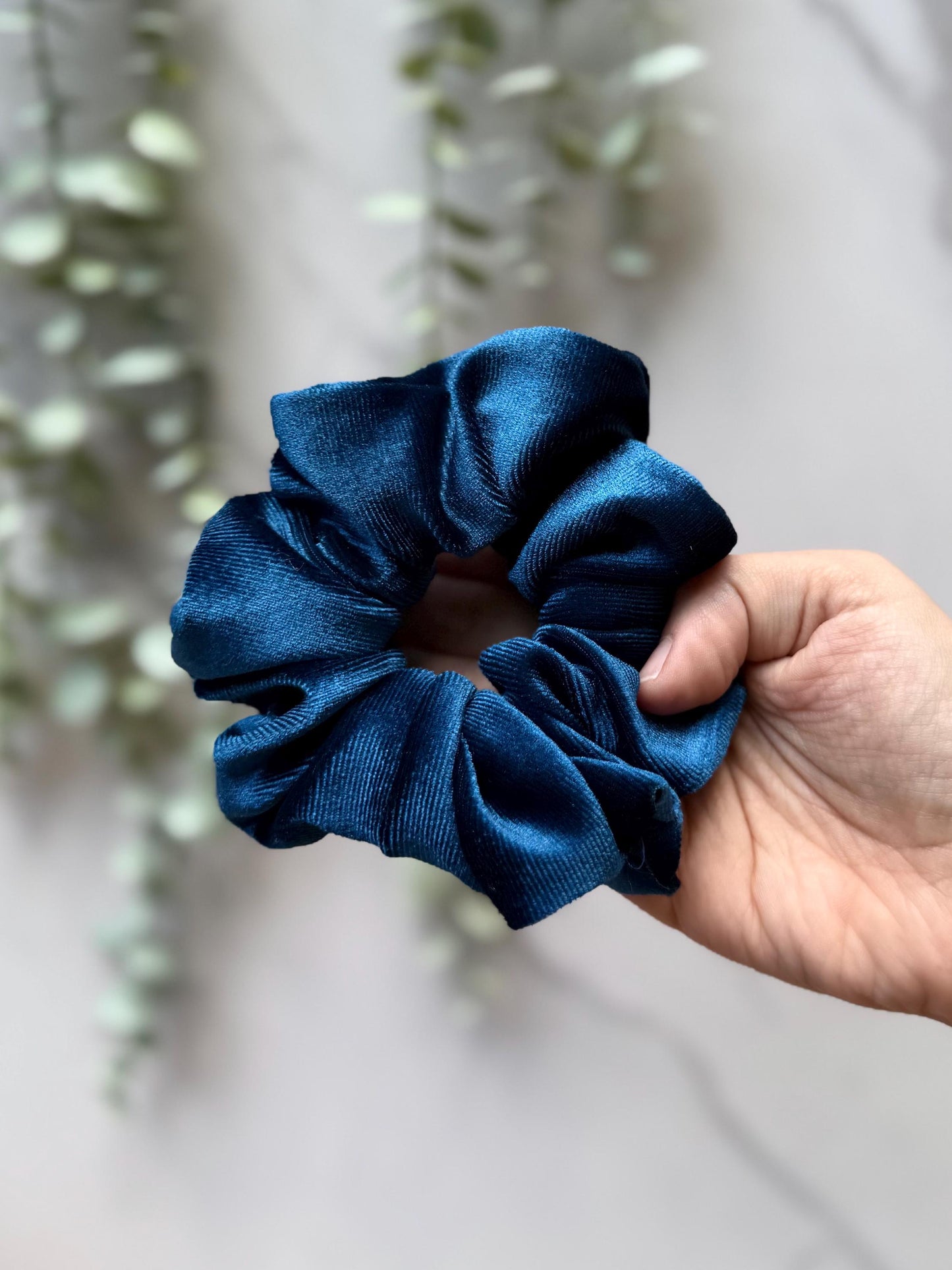 Petrol Blue Velvet Scrunchie
