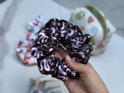 Pink snakes Satin Scrunchie: