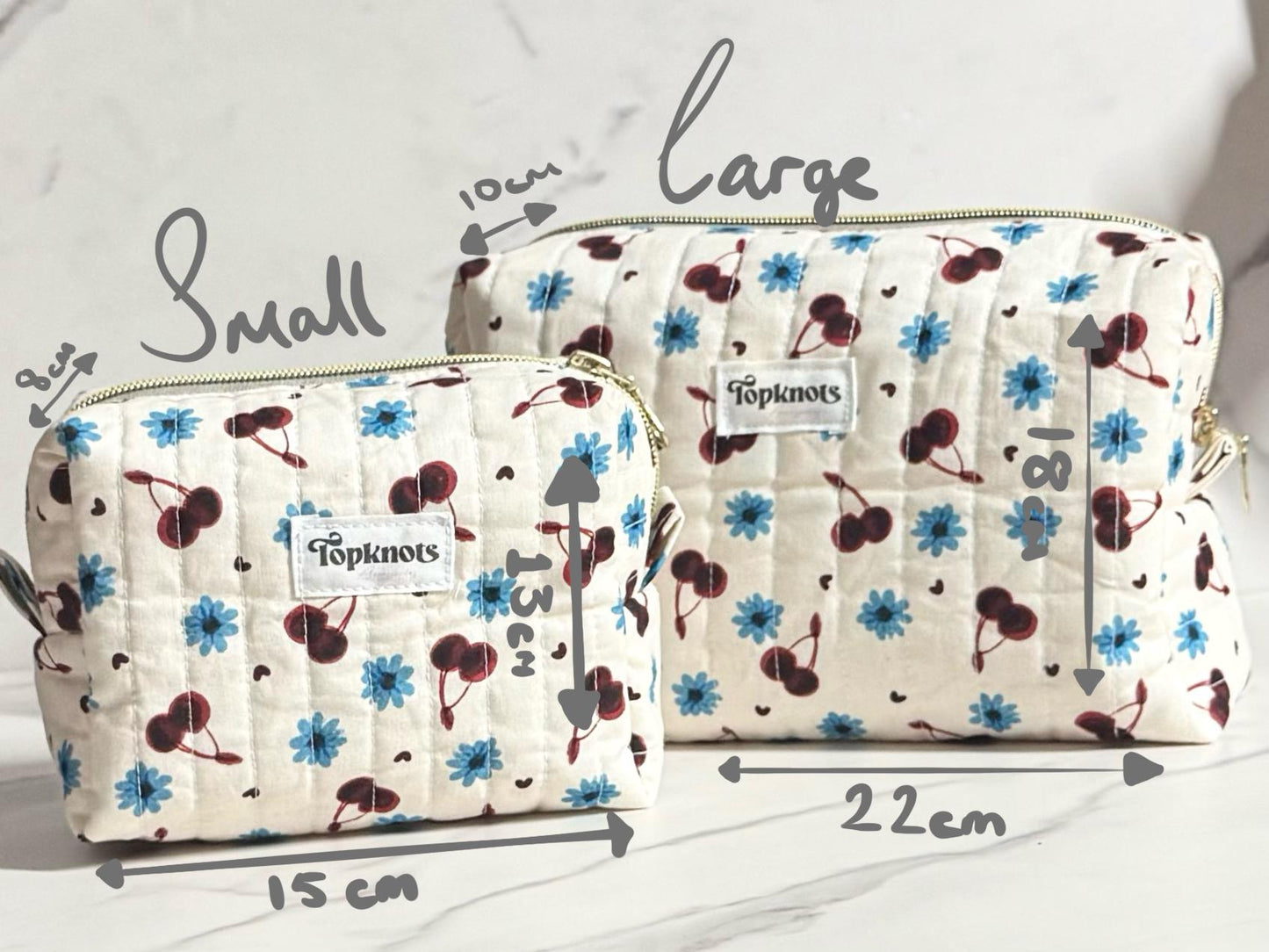 Cherries and flowers Makeup Bag