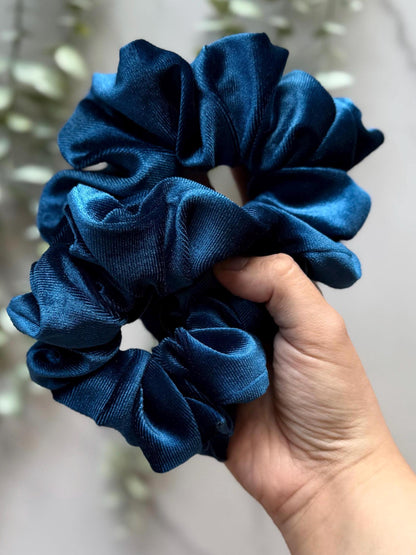 Petrol Blue Velvet Scrunchie