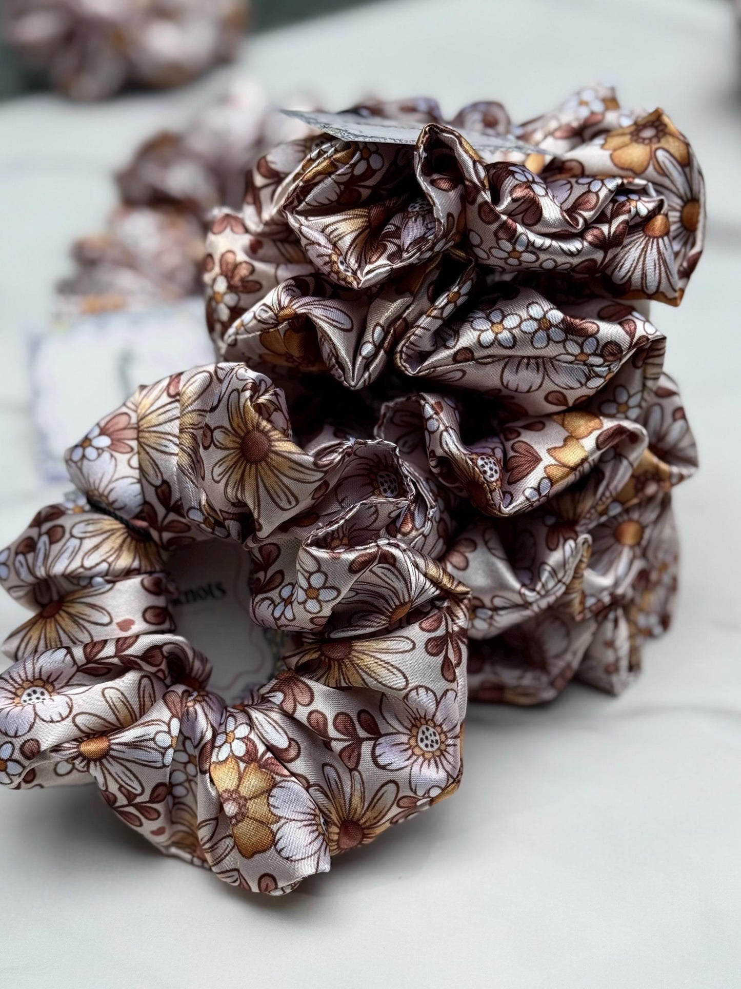 Boho floral scrunchie