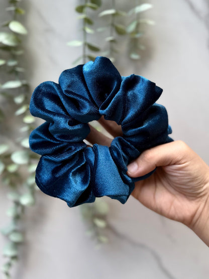 Petrol Blue Velvet Scrunchie