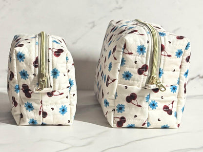 Cherries and flowers Makeup Bag