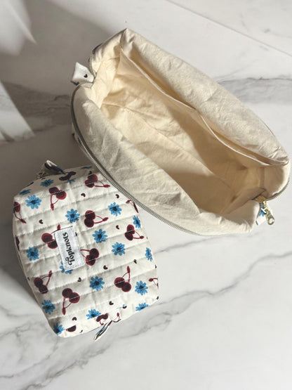 Cherries and flowers Makeup Bag