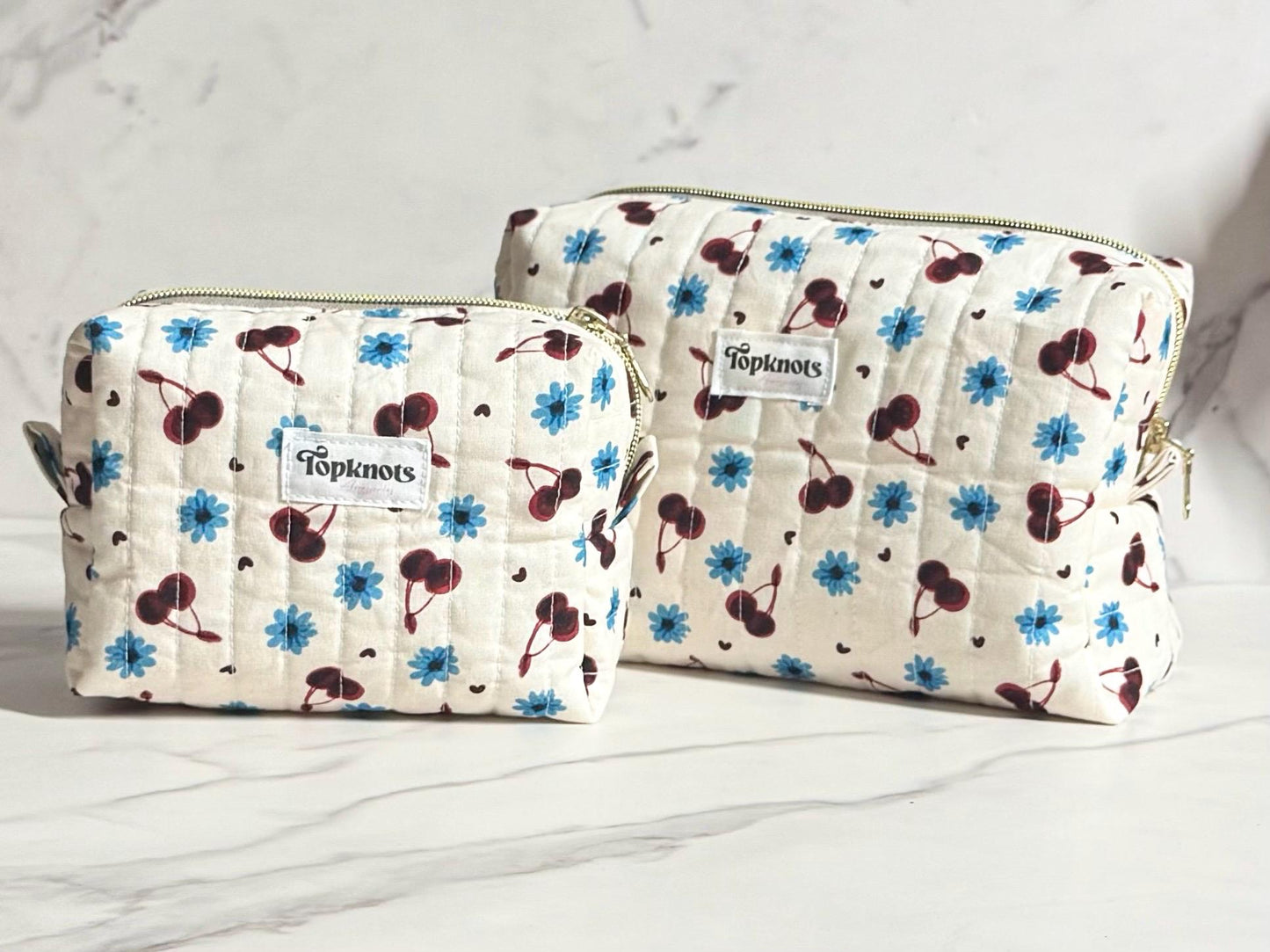Cherries and flowers Makeup Bag