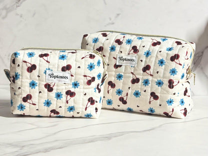 Cherries and flowers Makeup Bag