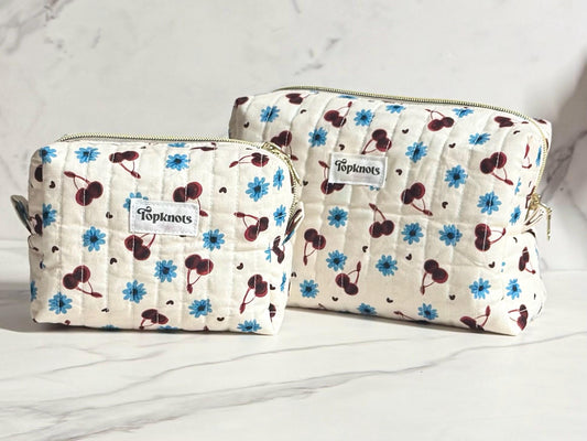 Cherries and flowers Makeup Bag